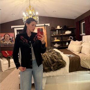 Double D Ranch Black and Red Embroidered Blazer